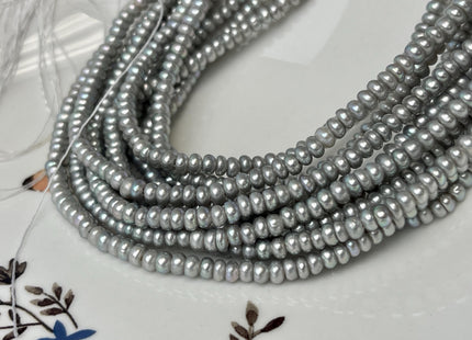 2x4mm AAA Large Hole Gray Color Round Button Freshwater Pearls Hole Size 1.2mm Genuine High Luster Seed Pearl 7.5 Inches #P3265