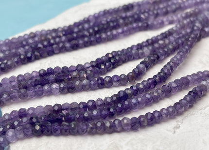 2x3.5-4 mm AAA Natural Gradient Color Faceted Rondelle Amethyst Gemstone Beads High Quality Micro Faceted Amethyst Gemstone Beads #2429
