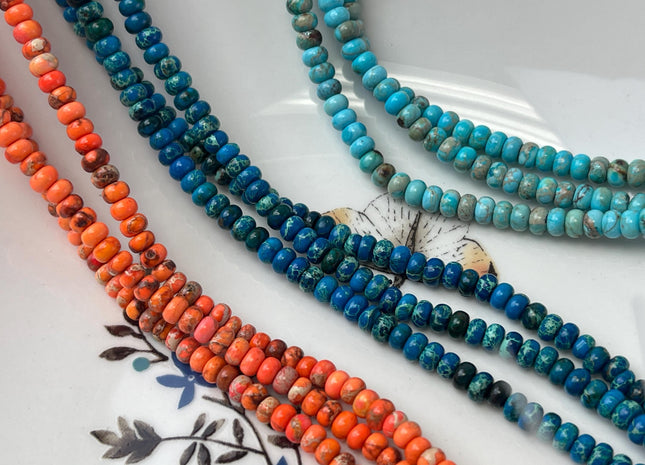 2x4mm Impression Jasper Rondelle Shape Sea Sediment Jasper Discs Gemstone Beads 15.5 Inches Strand #4752