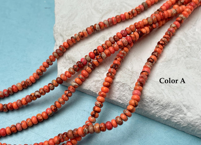 2x4mm Impression Jasper Rondelle Shape Sea Sediment Jasper Discs Gemstone Beads 15.5 Inches Strand #4752