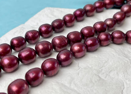 10x11 mm Burgundy Red Color Rice/Oval Freshwater Pearl Beads Genuine Freshwater Pearl 37 Beads #P3268