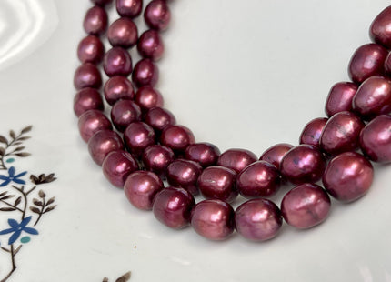 10x11 mm Burgundy Red Color Rice/Oval Freshwater Pearl Beads Genuine Freshwater Pearl 37 Beads #P3268
