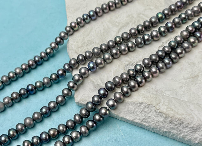 5-5.5mm AA Gray Peacock Round Button Freshwater Pearl Genuine Freshwater Pearl #57