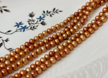 5-5.5 mm AA Rare Burnt Orange Gold Color PotatoFreshwater Pearl Beads Genuine High Luster Freshwater Rice Pearl 80 Beads #P3269