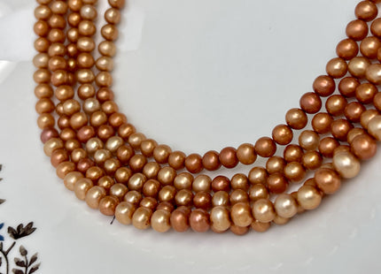 5-5.5 mm AA Rare Burnt Orange Gold Color PotatoFreshwater Pearl Beads Genuine High Luster Freshwater Rice Pearl 80 Beads #P3269