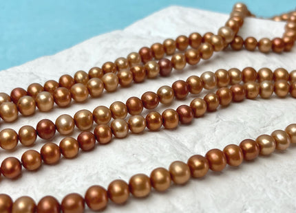 5-5.5 mm AA Rare Burnt Orange Gold Color PotatoFreshwater Pearl Beads Genuine High Luster Freshwater Rice Pearl 80 Beads #P3269