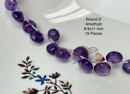 6x11 mm Faceted Smooth Briolette Amethyst Moonstone Carnelian Onyx Gemstone Beads Genuine Natural Mixed Gemstones 8 Inches Strand #4734