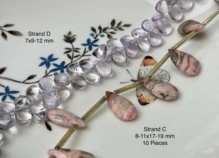8-19 mm Faceted Flat Briolette Chip Amethyst Moonstone Lapis Amazonite Gemstone Beads Genuine Natural Mixed Gemstones 8 Inches Strand #4736
