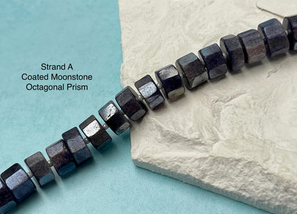 6-12 mm Mixed Prism Cube Shape Amazonite Moonstone Amethyst Quartz Gemstone Beads Genuine Natural Mixed Gemstones 8 Inches Strand #4737