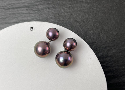 Genuine Black Peacock Freshwater Pearl Stud Earring .925 Sterling Silver Round Edison Earring Posts Pearl Earrings Bridal Earrings #ER0001