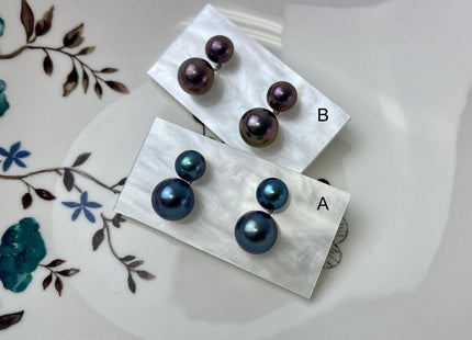 Genuine Black Peacock Freshwater Pearl Stud Earring .925 Sterling Silver Round Edison Earring Posts Pearl Earrings Bridal Earrings #ER0001