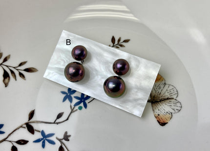 Genuine Black Peacock Freshwater Pearl Stud Earring .925 Sterling Silver Round Edison Earring Posts Pearl Earrings Bridal Earrings #ER0001
