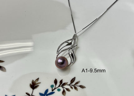 One-Of-A-Kind 9 mm AAAA Very Rare Natural White Purple Mauve Peacock Black Genuine Edison Round Pearl Pendant Vermeil Gold Jewelry #PD0001