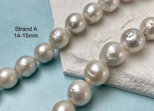 14-18 mm Natural White Edison Baroque Freshwater Pearls Beads Genuine Rare Round/Tear Drop White Baroque Pearls #P3246