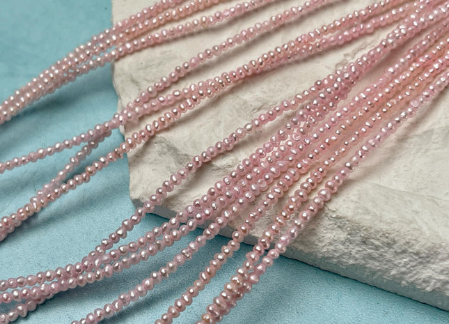 WHOLESALE 2 mm Tiny Seed Pearl Beads Baby Pink Color Small Potato Freshwater Pearls Genuine Freshwater Pearl Seed Pearls #P1339