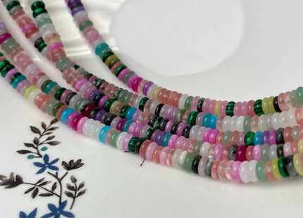 2x6 mm Smooth Rondelle Mixed Pink Green Gade Jasper Malachite Gemstone Beads 15.5 Inches Strand #4747