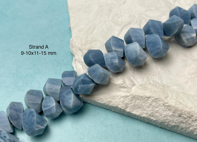 8-16 mm Mixed Faceted Rectangle Teardrop Triangle Shapes Blue Opal Gemstone Beads Genuine Natural Mixed Gemstones 8 Inches Strand #4738