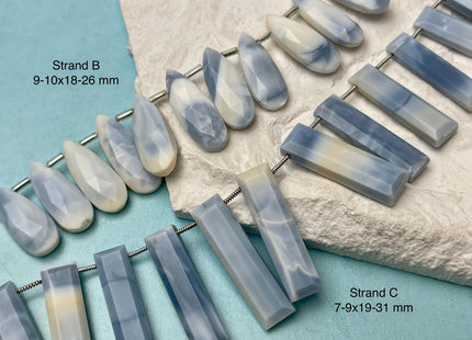 8-16 mm Mixed Faceted Rectangle Teardrop Triangle Shapes Blue Opal Gemstone Beads Genuine Natural Mixed Gemstones 8 Inches Strand #4738