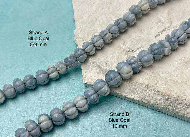8-10 mm Faceted Pumpkin Shape Blue or Green Opal Gemstone Beads Genuine Natural Opal Gemstones 8 Inches Strand #4740