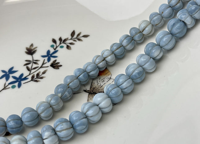 8-10 mm Faceted Pumpkin Shape Blue or Green Opal Gemstone Beads Genuine Natural Opal Gemstones 8 Inches Strand #4740