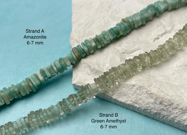 8-10 mm Flat Square Heishi Shape Onyx Amethyst Amazonite Agate Gemstone Beads Genuine Natural Mixed Gemstones 8 Inches Strand #4741