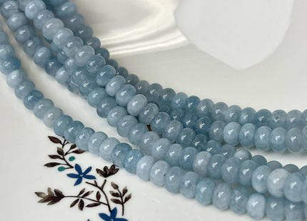 2x4mm 4x6mm 5x8mm Smooth Rondelle Shape Blue Aquamarine Color Jade Beads 15 Inches Strand #4748