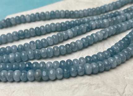 2x4mm 4x6mm 5x8mm Smooth Rondelle Shape Blue Aquamarine Color Jade Beads 15 Inches Strand #4748