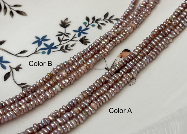 2x4-4.5 mm Natural Mauve Pink Tiny Potato Button Pearl Genuine Freshwater Seed Pearl Beads #P3247