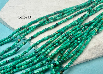2.5-3 mm Micro Faceted Cube Dice Square Shape Multi Blue Green Brown Color Turquoise Gemstone Beads 15.5 Inches #4754