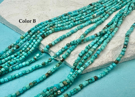 2.5-3 mm Micro Faceted Cube Dice Square Shape Multi Blue Green Brown Color Turquoise Gemstone Beads 15.5 Inches #4754
