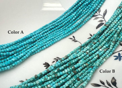 2.5-3 mm Micro Faceted Cube Dice Square Shape Multi Blue Green Brown Color Turquoise Gemstone Beads 15.5 Inches #4754