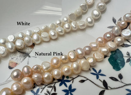 8-10 mm Half Strand White Pink Gray Blue Peacock Green Freshwater Potato Nugget Pearl Beads #P3271