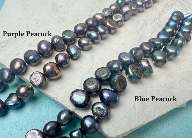 8-10 mm Half Strand White Pink Gray Blue Peacock Green Freshwater Potato Nugget Pearl Beads #P3271