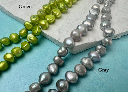 8-10 mm Half Strand White Pink Gray Blue Peacock Green Freshwater Potato Nugget Pearl Beads #P3271