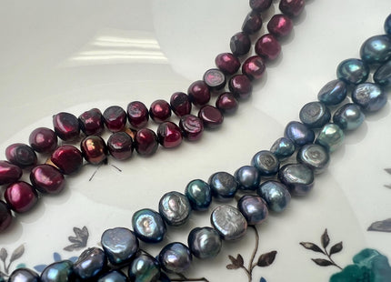 8-10 mm Half Strand White Pink Gray Blue Peacock Green Freshwater Potato Nugget Pearl Beads #P3271