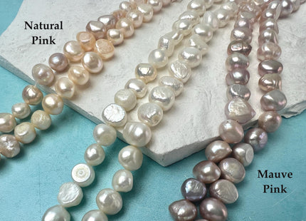 8-10 mm Half Strand White Pink Gray Blue Peacock Green Freshwater Potato Nugget Pearl Beads #P3271