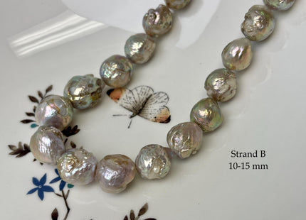 10-15 mm Natural Mauve Pink Seaweed Pink With Iridescent Color Baroque Pearl Beads Rare High Luster Genuine Mauve Baroque Pearl Beads #P3250