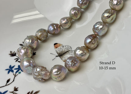 10-15 mm Natural Mauve Pink Seaweed Pink With Iridescent Color Baroque Pearl Beads Rare High Luster Genuine Mauve Baroque Pearl Beads #P3250