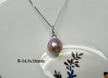 One-Of-A-Kind 12-15 mm AAAA Very Rare Natural Purple Mauve Genuine Edison Pearl Pendant Vermeil Gold Jewelry #PD0002