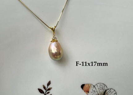 One-Of-A-Kind 12-15 mm AAAA Very Rare Natural Purple Mauve Genuine Edison Pearl Pendant Vermeil Gold Jewelry #PD0002