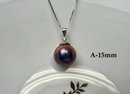 One-Of-A-Kind 12-15 mm AAAA Very Rare Natural Purple Mauve Genuine Edison Pearl Pendant Vermeil Gold Jewelry #PD0002