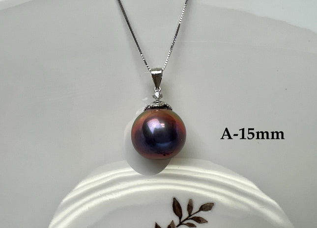 One-Of-A-Kind 12-15 mm AAAA Very Rare Natural Purple Mauve Genuine Edison Pearl Pendant Vermeil Gold Jewelry #PD0002