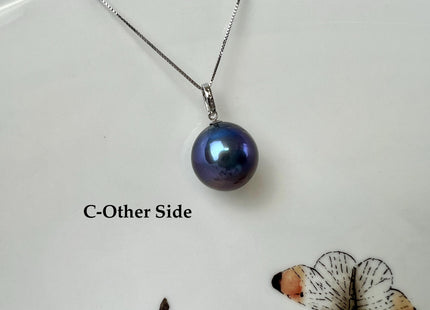 One-Of-A-Kind 15mm AAA Very Rare Natural White Mauve Peacock Edison Pearl With Iridescent Gold Sheen 14K Or 18K Solid Gold Pendant #PD0003