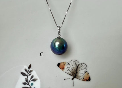 One-Of-A-Kind 15mm AAA Very Rare Natural White Mauve Peacock Edison Pearl With Iridescent Gold Sheen 14K Or 18K Solid Gold Pendant #PD0003