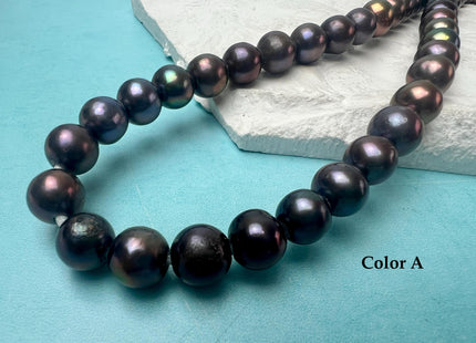 10 mm AAA Large Hole Dark Peacock Round Freshwater Pearl 2.2 mm Hole Genuine Freshwater Pearl Beads #49