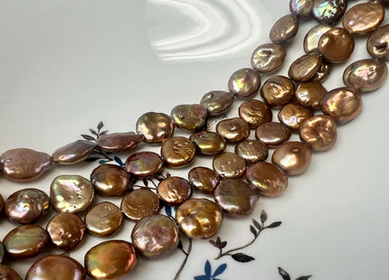 12-13 mm Orange Copper Color Freshwater Coin Pearl Beads Genuine Freshwater Coin Pearls #40