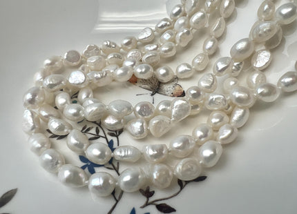 54 inches 8-9 x 10-11 mm Genuine Natural Colors Freshwater Pearl Necklaces in Natural White and Pink Colors, Rice Nugget Necklace #66