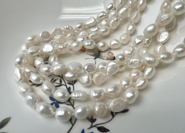 54 inches 8-9x10-11 mm Genuine Natural White Or Pink Freshwater Pearl Necklace Hand Knotted Pearl Necklace #66