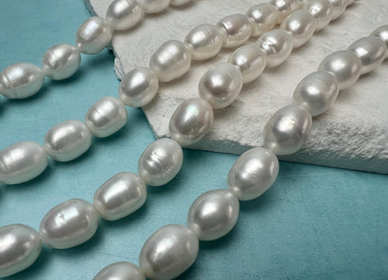 10-11x13-14 mm AA Natural White Rice/Oval Freshwater Pearl Genuine Natural Freshwater Pearl 26 Beads #86