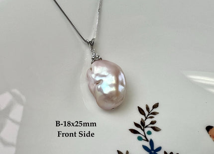 One-Of-A-Kind 18x25 mm Rare Natural Pink Baroque Pearl With .925 Sterling Silver/Gold Pendant #PD0004